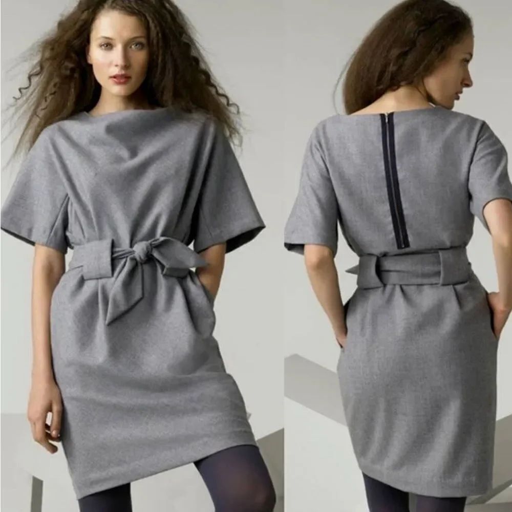 3.1 Phillip Lim Front Tie Wool Sack Dress Belted 4